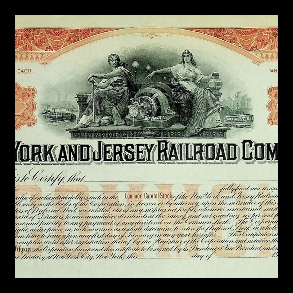 New York and Jersey Railroad Company Stock Certificate