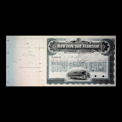 New York and Stamford Railway Company Stock Certificate