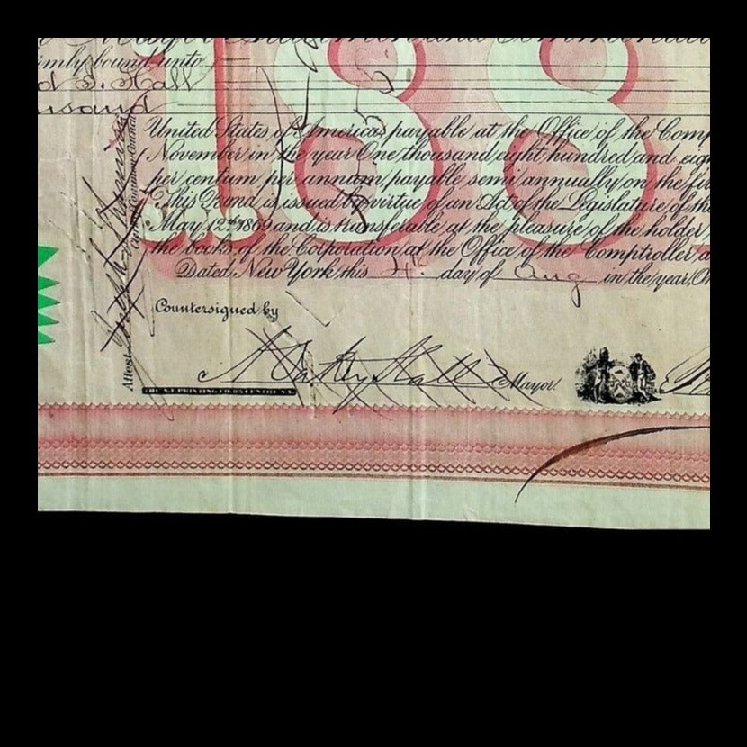 New York City Seven Per Cent Bond from 1869