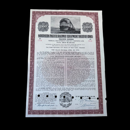 Northern Pacific Railway Equipment Trust Bond from 1960