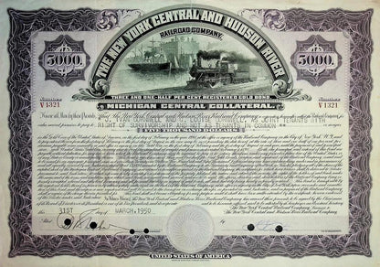 Railroad Stock & Bond Certificate Five Pack - 4x Stocks & 1x Bond Bundle