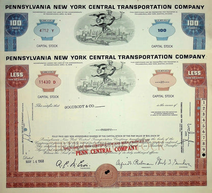 Railroad Stock & Bond Certificate Five Pack - 4x Stocks & 1x Bond Bundle