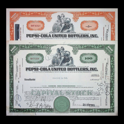 Pepsi-Cola United Bottlers Stock Certificate