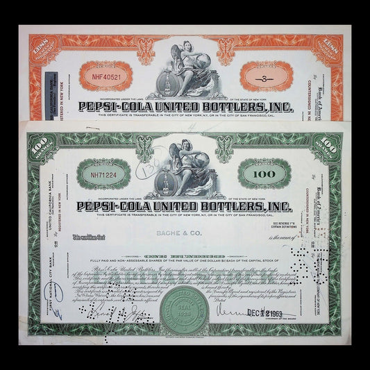 Pepsi-Cola United Bottlers Stock Certificate