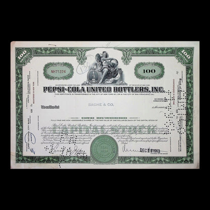 Pepsi-Cola United Bottlers Stock Certificate