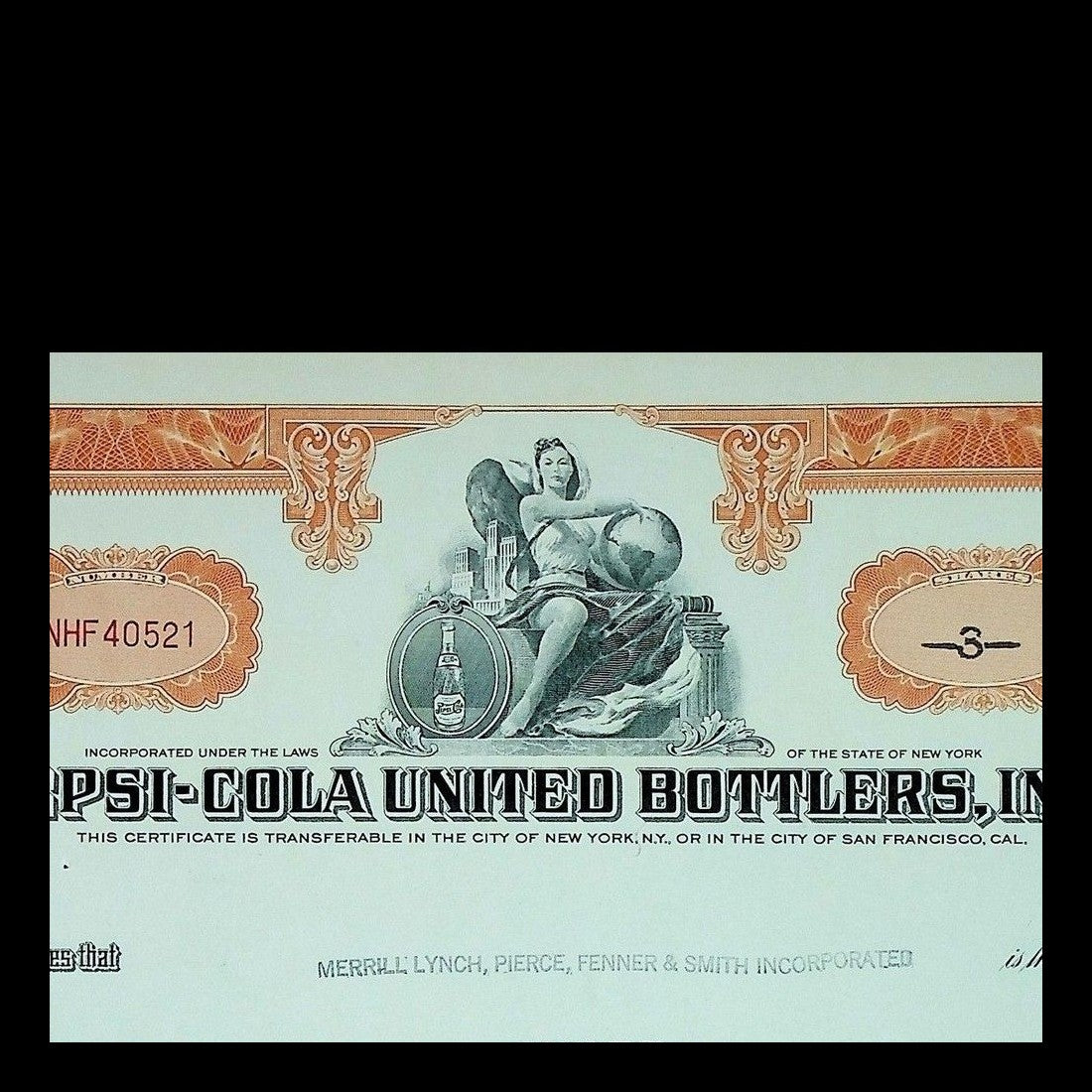 Pepsi-Cola United Bottlers Stock Certificate