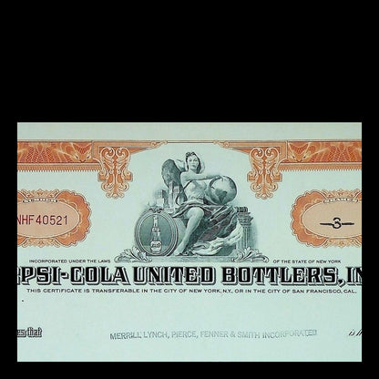 Pepsi-Cola United Bottlers Stock Certificate