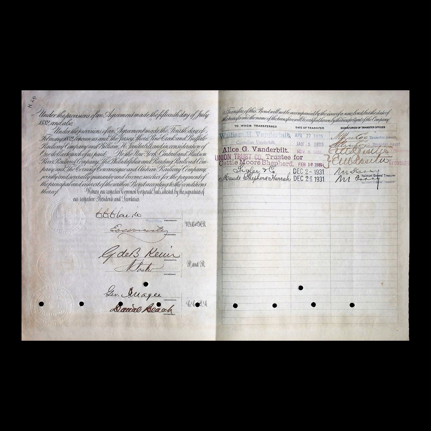 Pine Creek Railway Company First Mortgage Bond from 1885