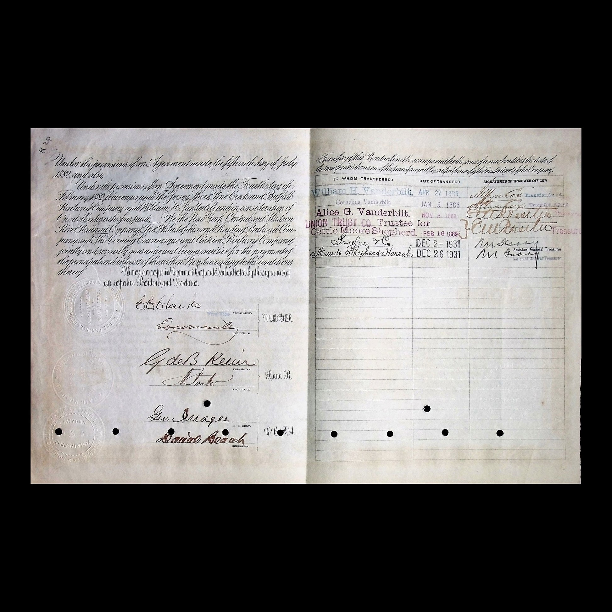 Pine Creek Railway Company First Mortgage Bond from 1885