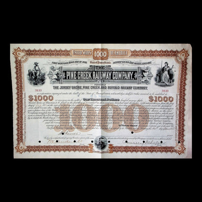 Pine Creek Railway Company First Mortgage Bond from 1885