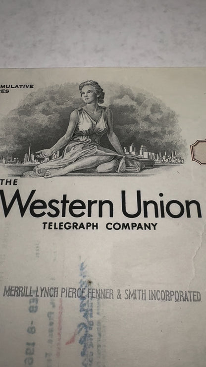 Western Union Stock Certificate