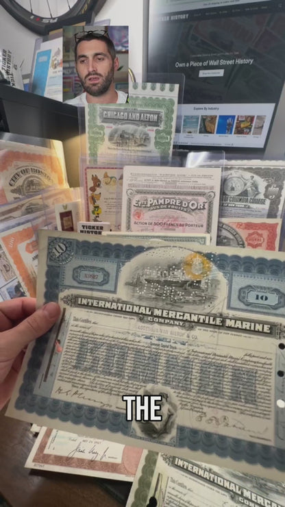 International Mercantile Marine (Titanic) Company Stock Certificate from 1910s