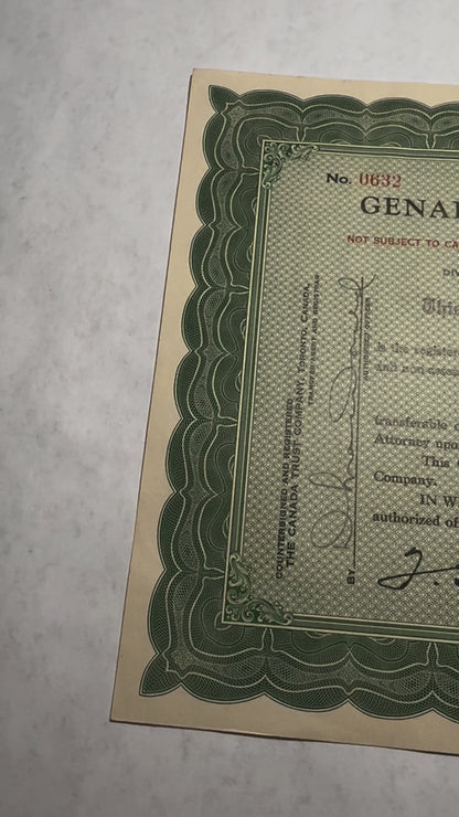 Genalta Petroleums Limited Stock Certificate