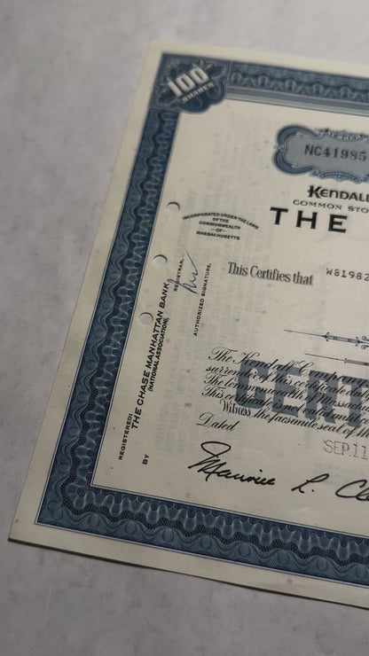 The Kendall Company (now Colgate-Palmolive) Stock Certificate