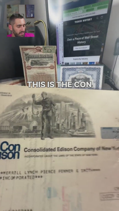 ConEd (Consolidated Edison Company of New York) Stock Certificate - Featuring Twin Towers / NYC Skyline