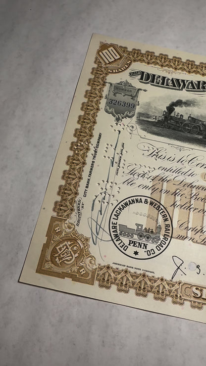 Delaware Lackawanna & Western Railroad Company Stock Certificate