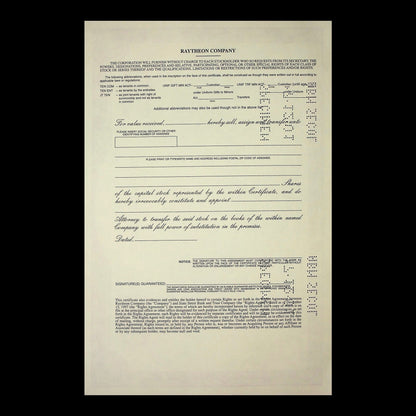 Raytheon Company Stock Certificate from 1953