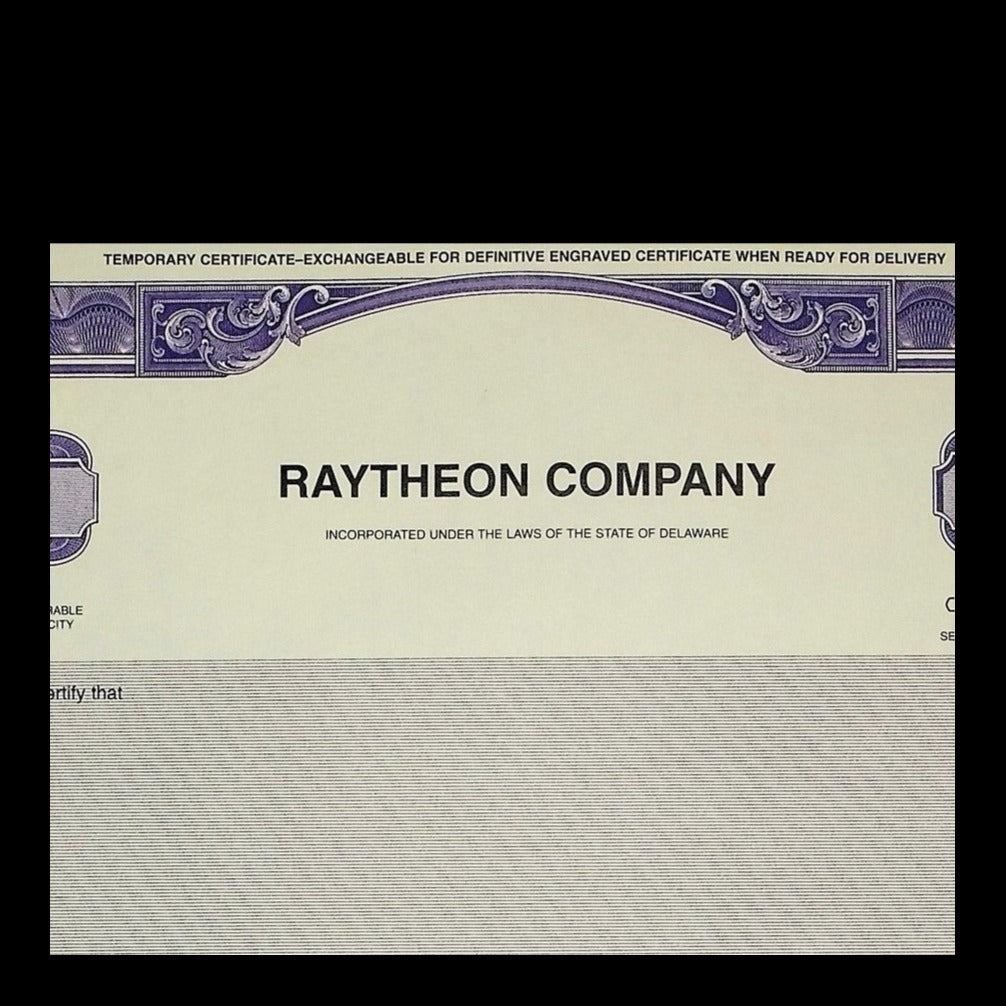 Raytheon Company Stock Certificate from 1953
