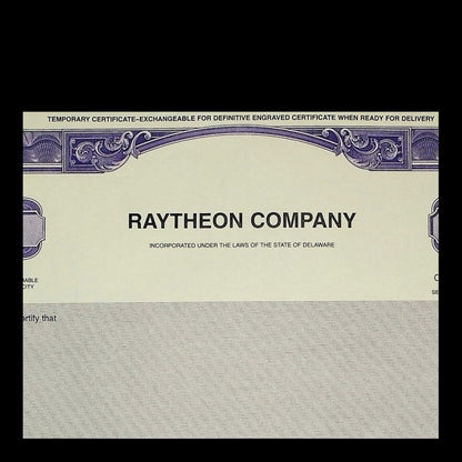 Raytheon Company Stock Certificate from 1953