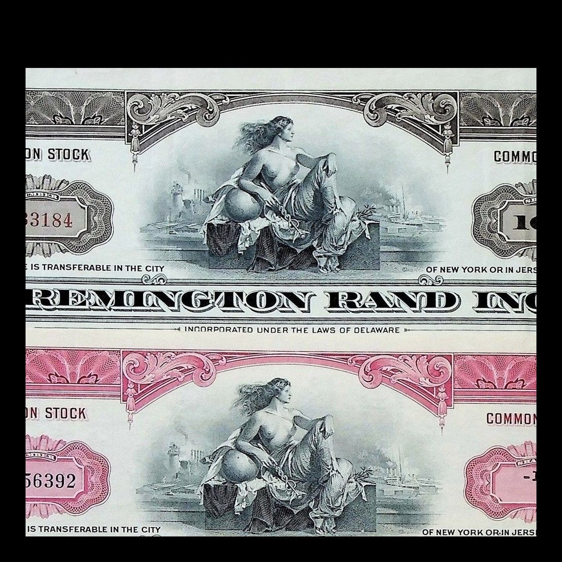 Remington Rand Inc. Stock Certificate from 1930s