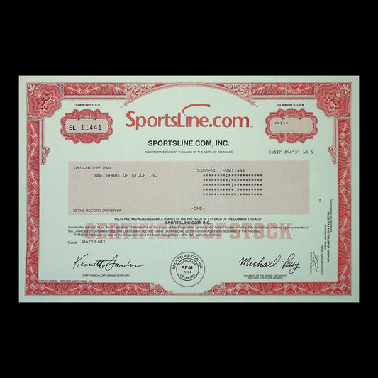 Sportsline.com Inc. Stock Certificate from 1990s