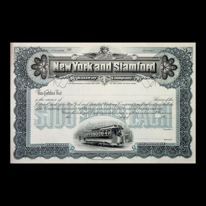 New York and Stamford Railway Company Stock Certificate