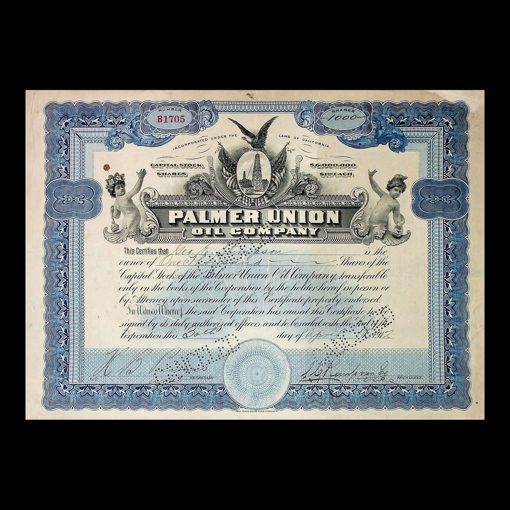 Pame Union Mining Company Stock Certificate