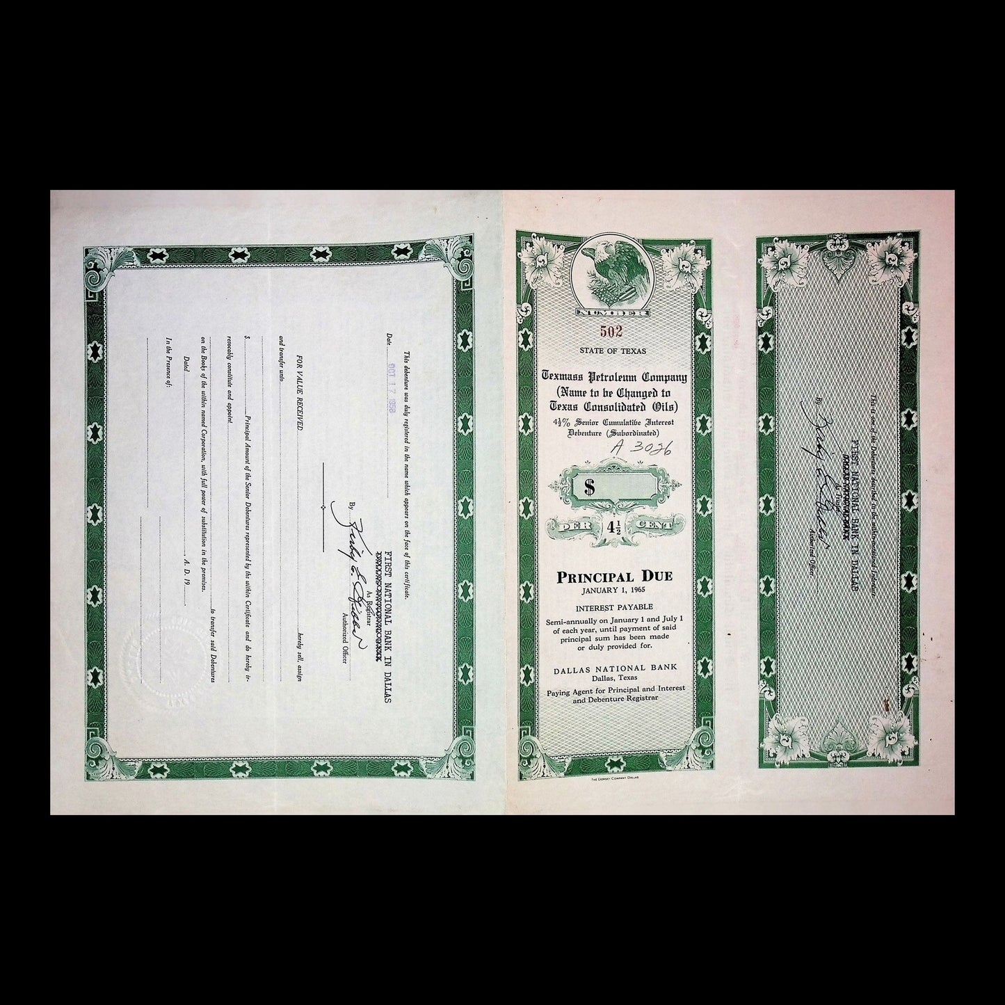 Texmass Petroleum Company Bond from 1961