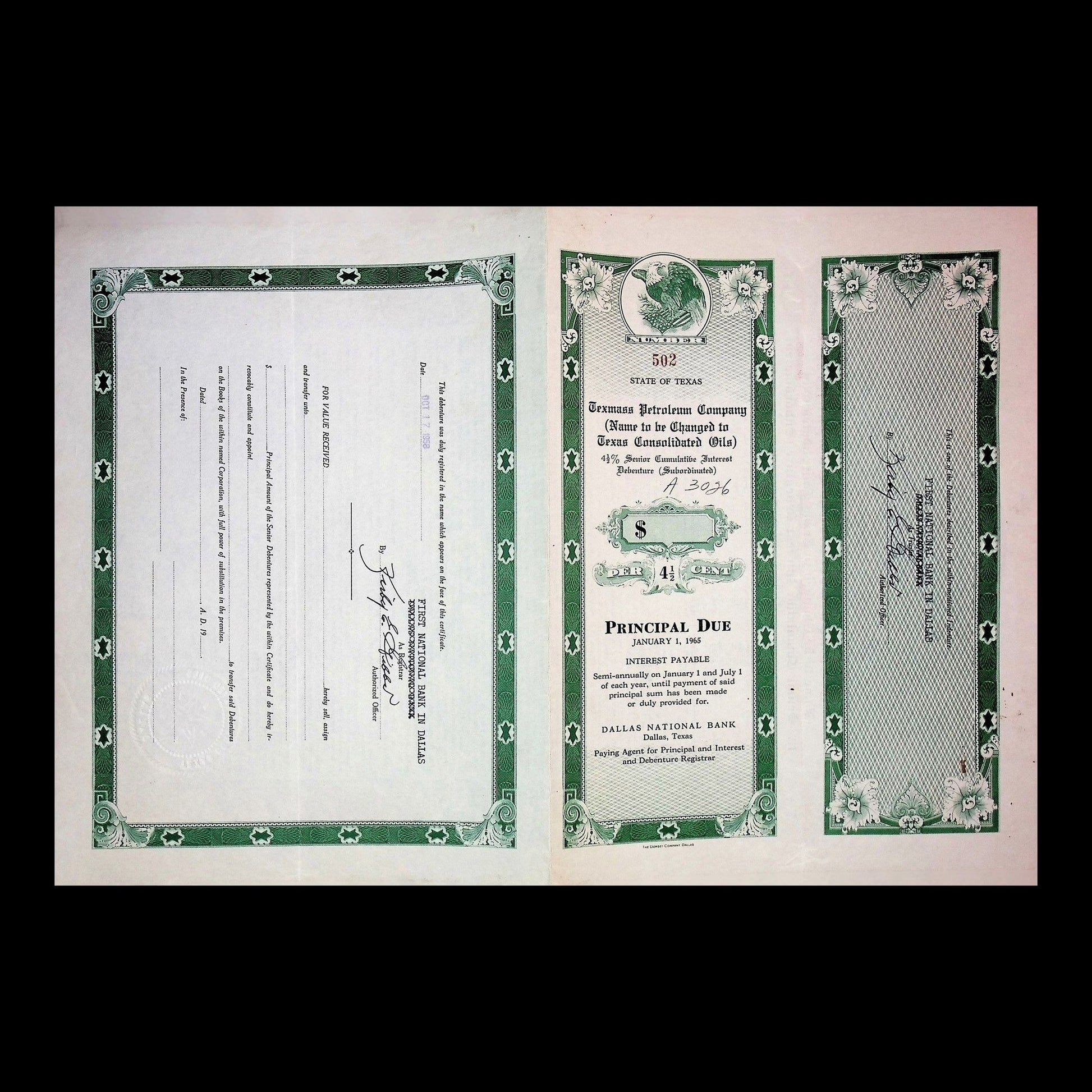 Texmass Petroleum Company Bond from 1961