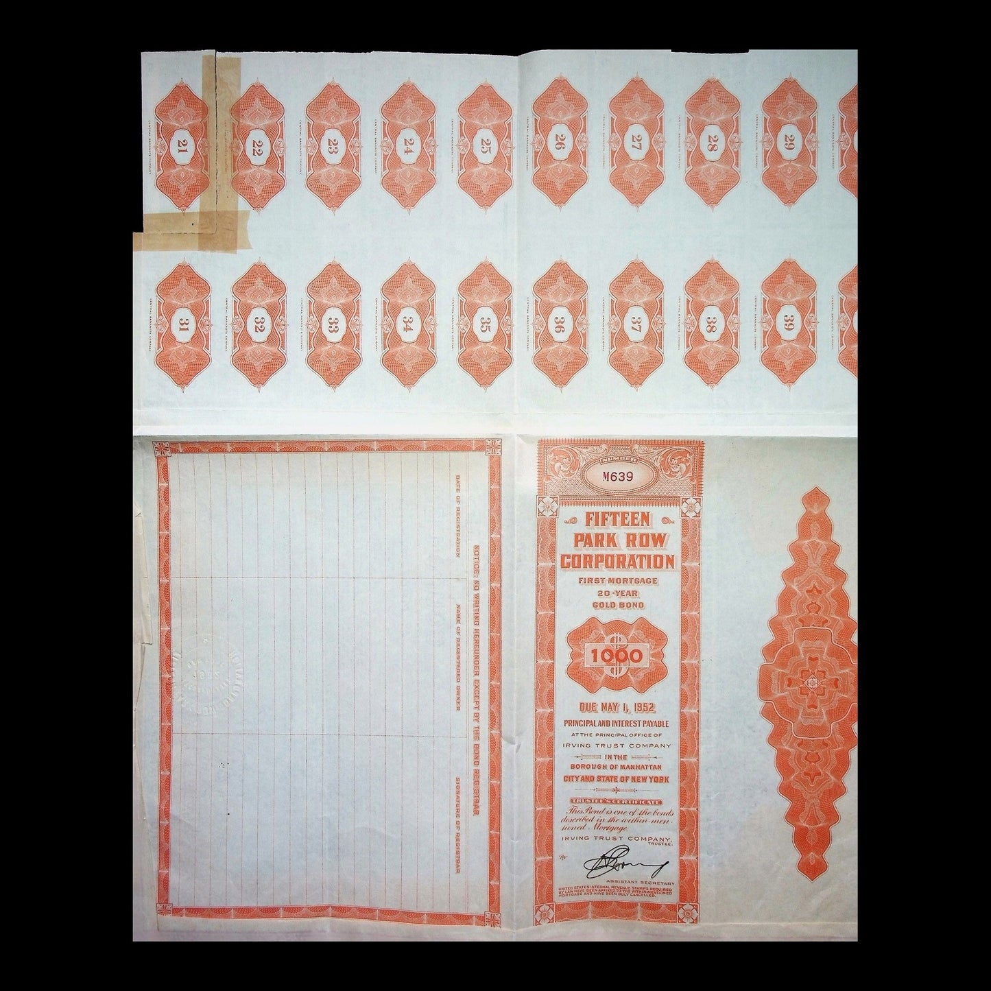 Fifteen Park Row Corporation Gold Bond from 1932