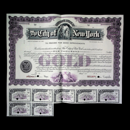 The City of New York Dock Improvement Bond from 1929
