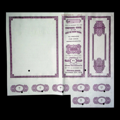 The City of New York Dock Improvement Bond from 1929
