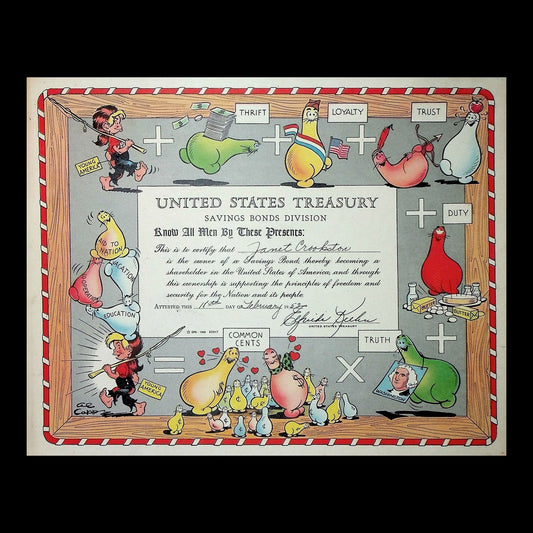 Al Capp Designed United States Treasury Bond from 1950s