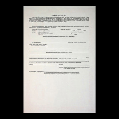 Tickets.com, Inc. Stock Certificate from 2003
