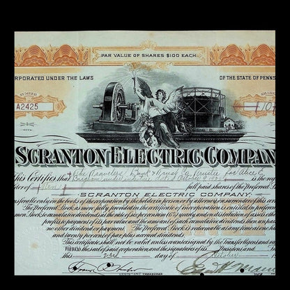 Scranton Electric Company Stock Certificate