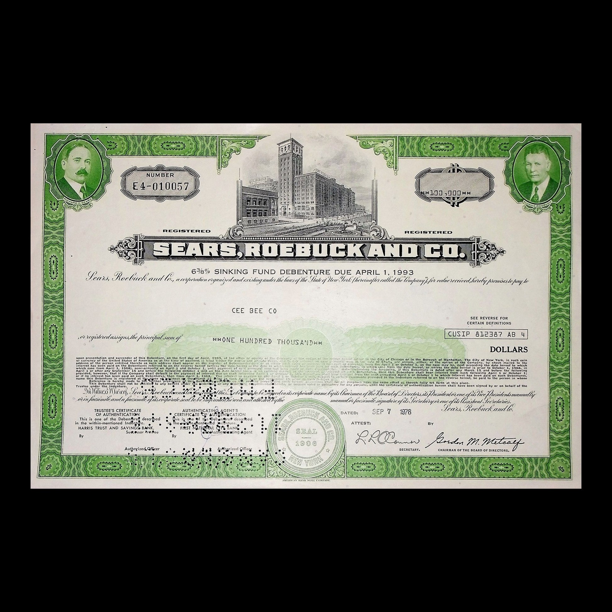 Sears, Roebuck and Co. Bond from 1976