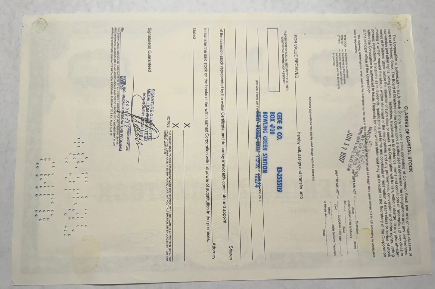 Signature Resorts (now Sunterra) Inc Stock Certificates