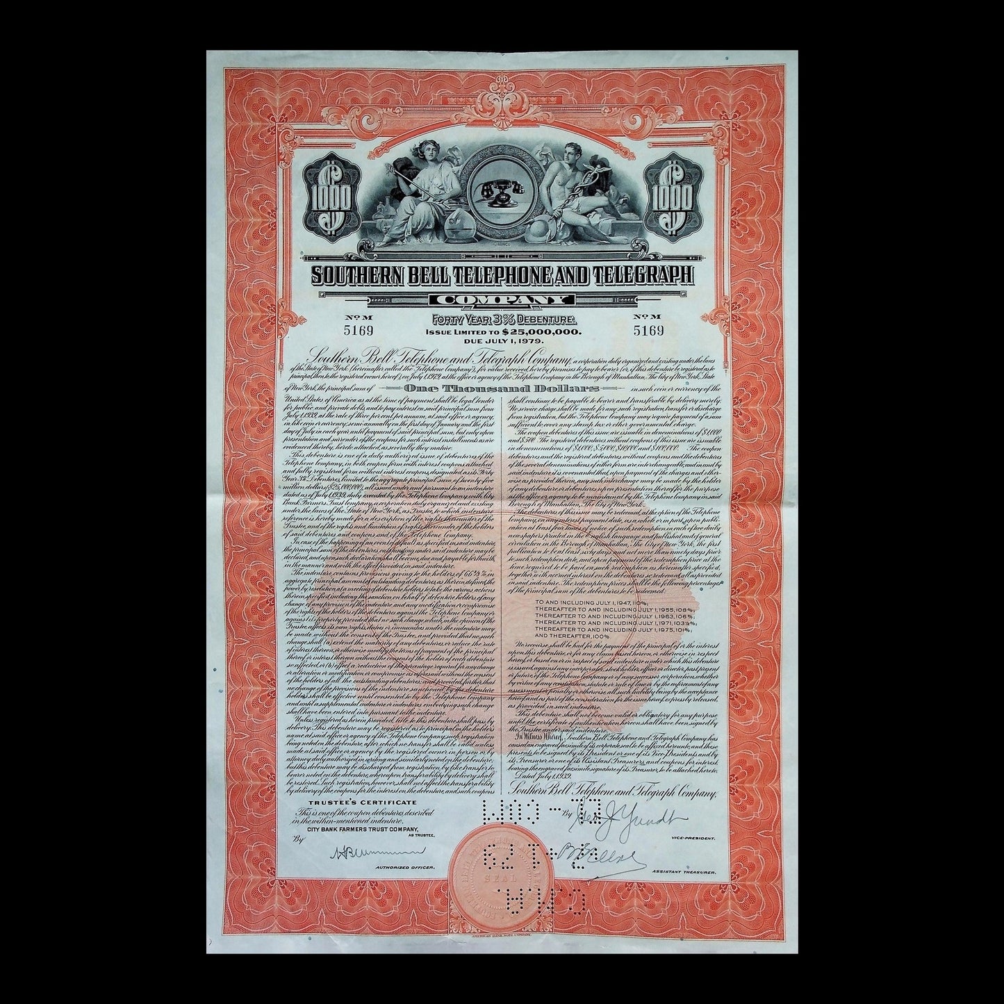 Southern Bell Telephone and Telegraph Company Bond from 1939