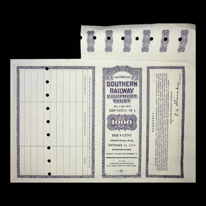 Southern Railway Equipment Trust Bond from 1975