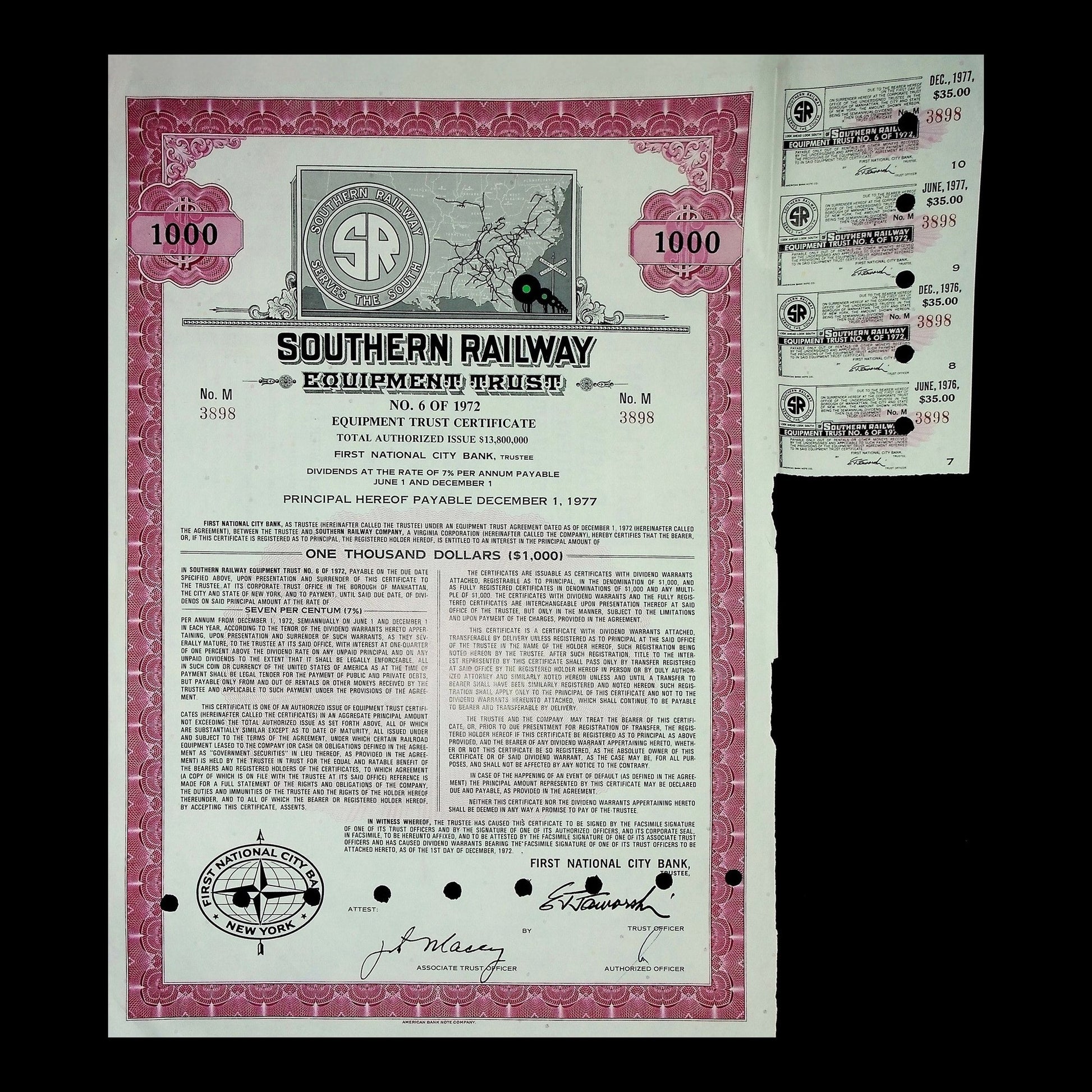 Southern Railway Equipment Trust Bond from 1975
