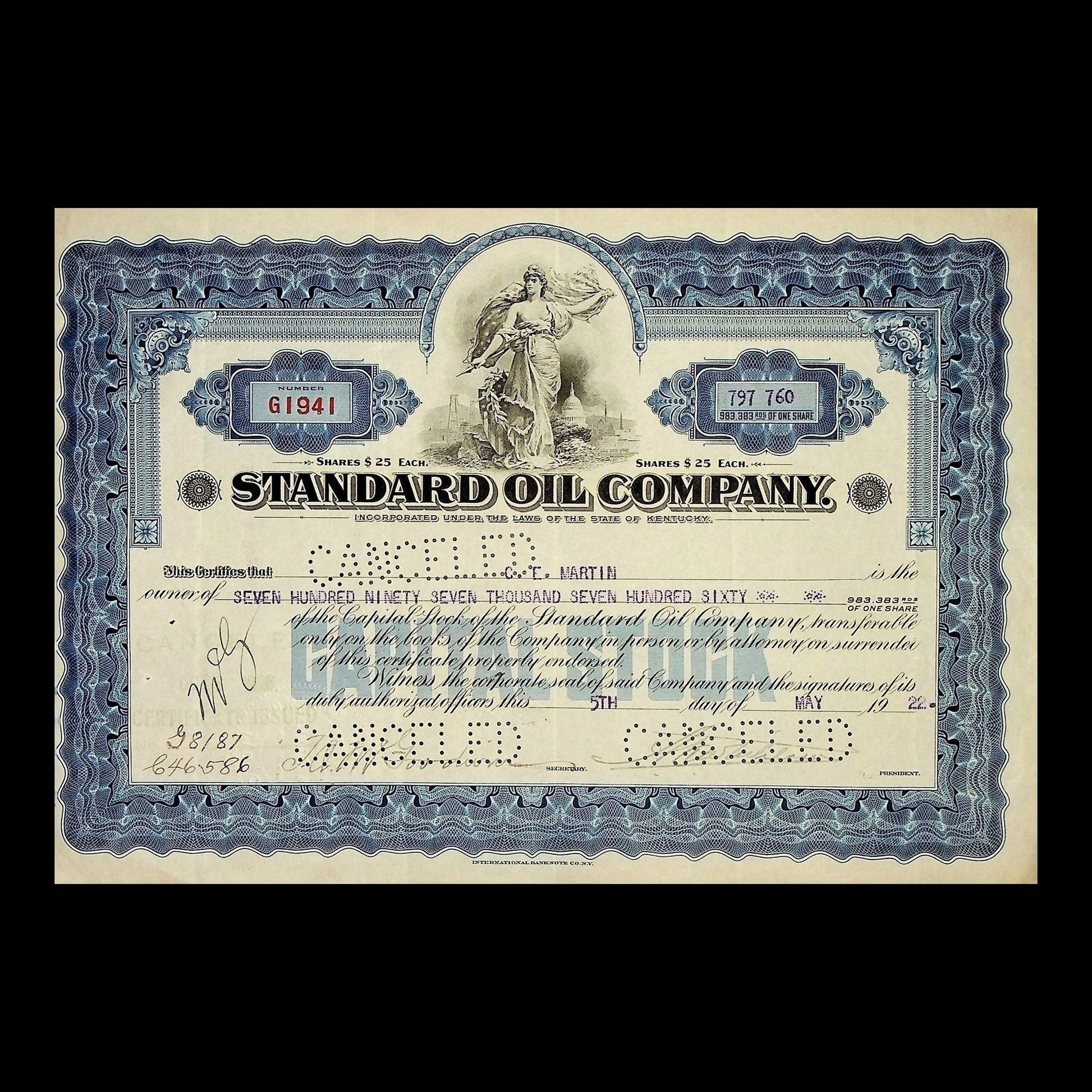 Standard Oil Company Stock Certificate