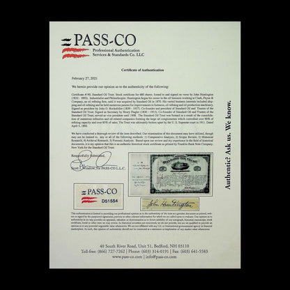 Standard Oil Trust Stock Certificate from 1882