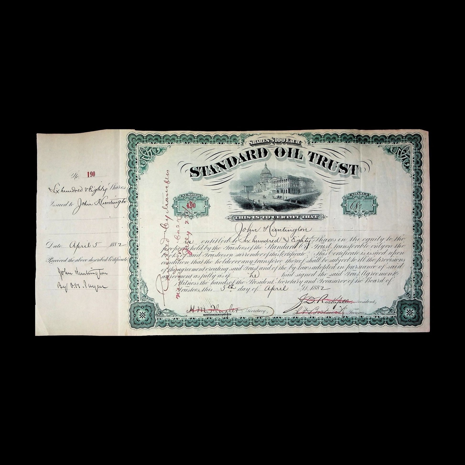 Standard Oil Trust Stock Certificate from 1882