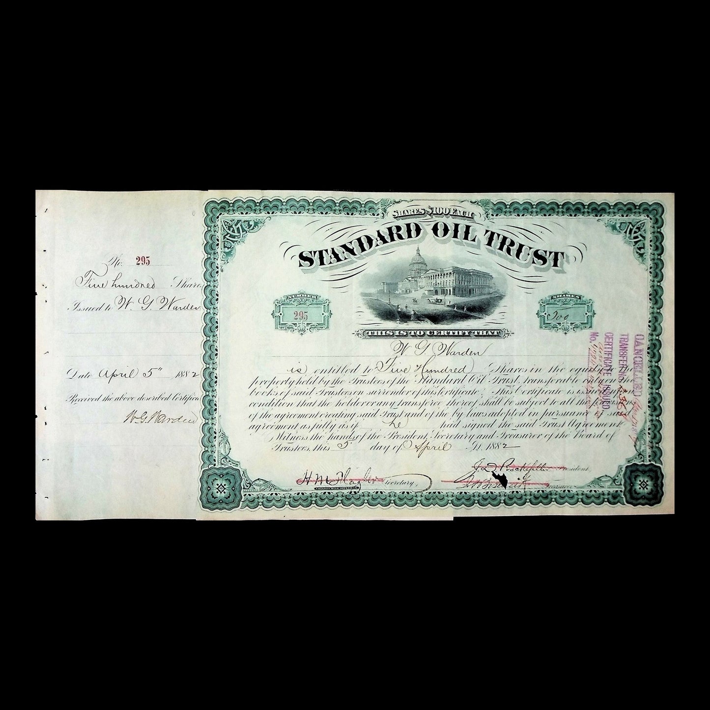 Standard Oil Trust Stock Certificate from 1882