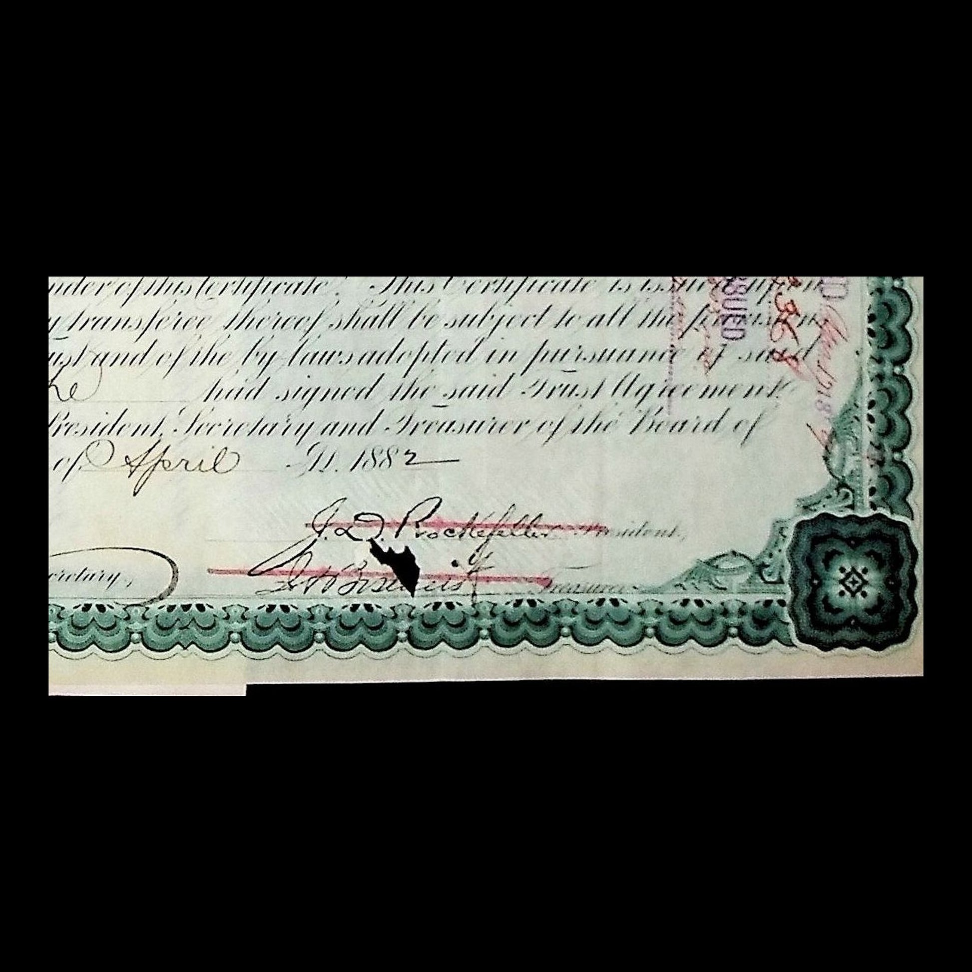 Standard Oil Trust Stock Certificate from 1882