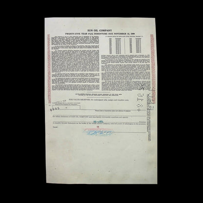 Sun Oil Company Bond from 1974