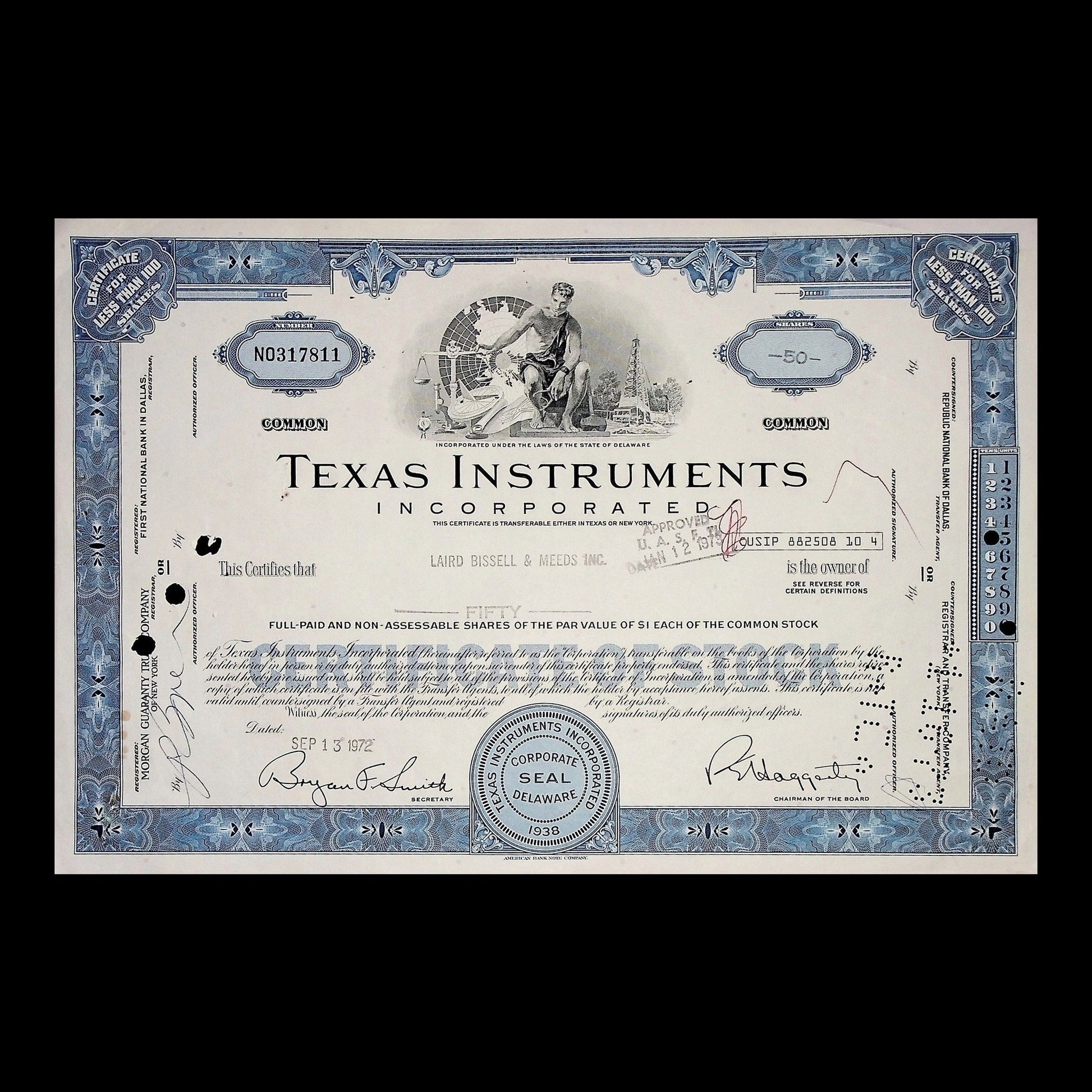 Texas Instruments Incorporated Stock Certificate Specimen
