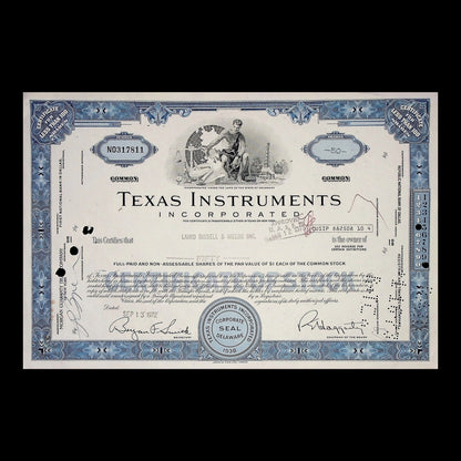Texas Instruments Incorporated Stock Certificate Specimen