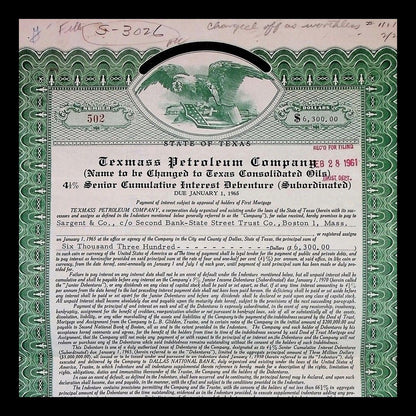 Texmass Petroleum Company Bond from 1961