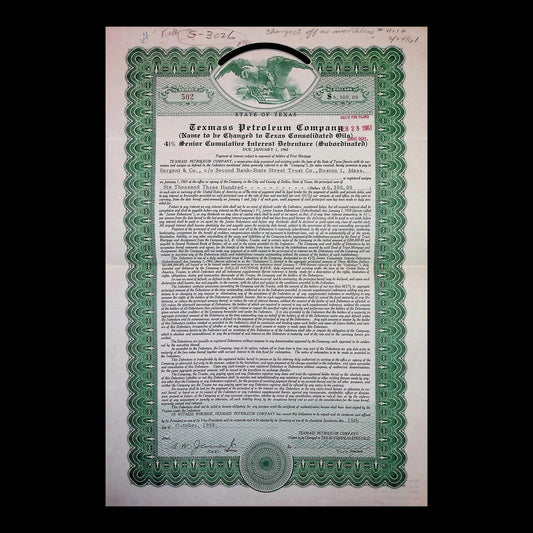 Texmass Petroleum Company Bond from 1961